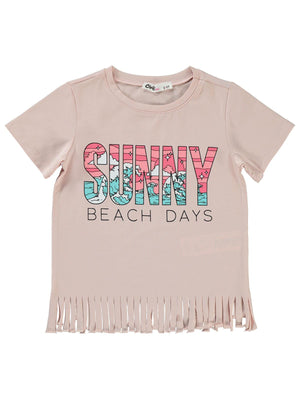 Civil Girls Sunny Baskılı 2-5 Yaş Tişört - Pudra