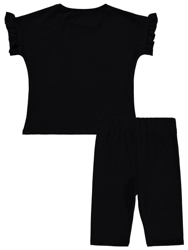Civil Girls Papatya Nakışlı 2-5 Yaş Takım - Siyah