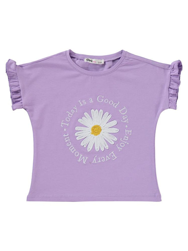 Civil Girls Papatya Nakışlı 2-5 Yaş Takım - Lila