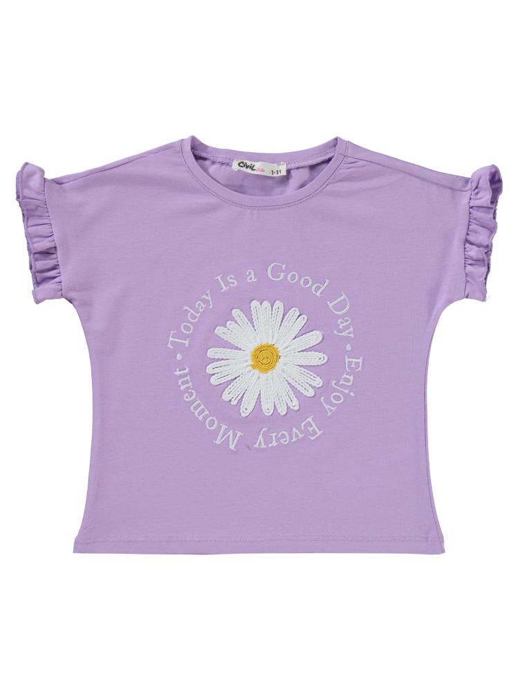 Civil Girls Papatya Nakışlı 2-5 Yaş Takım - Lila