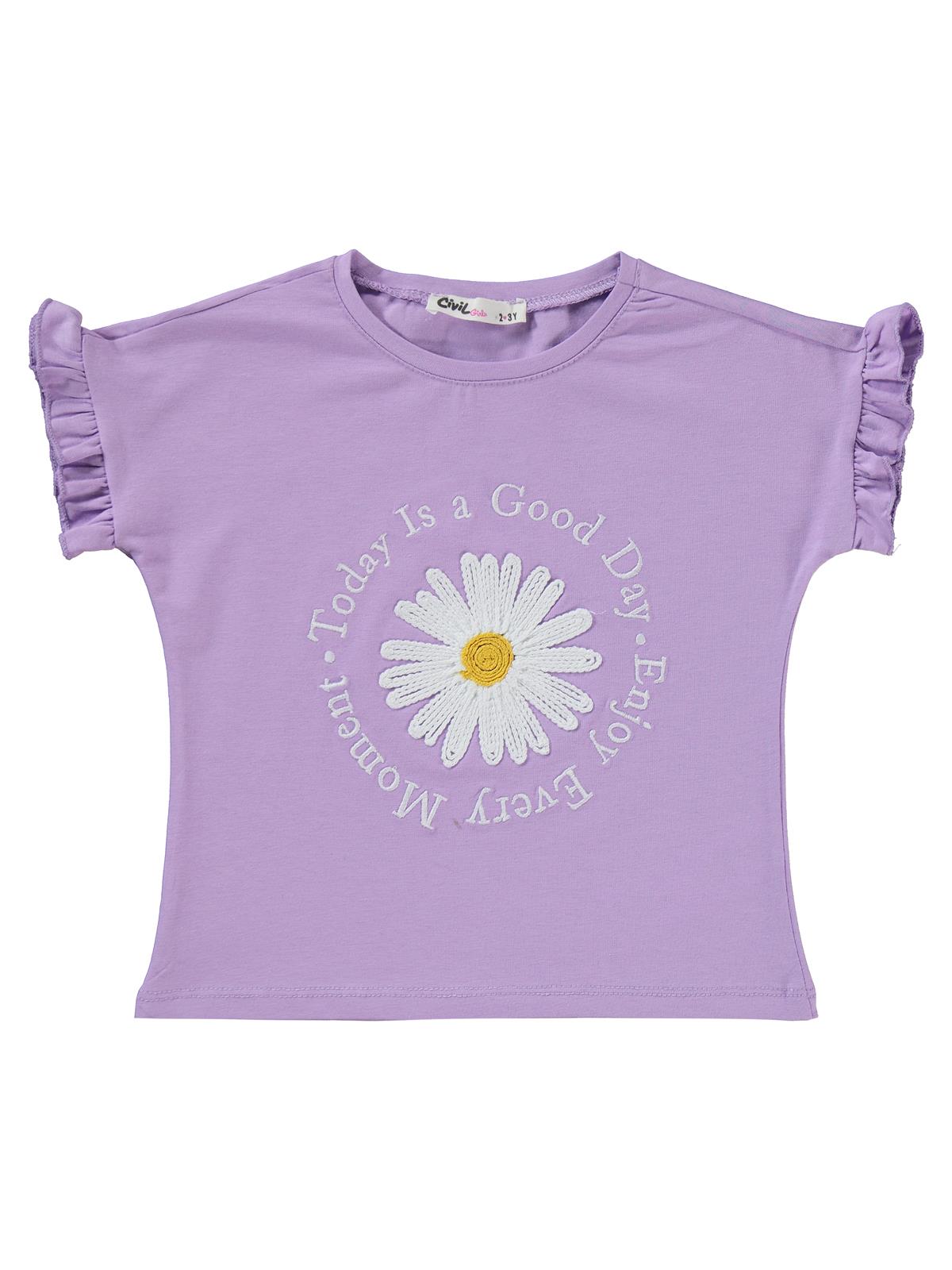 Civil Girls Papatya Nakışlı 2-5 Yaş Takım - Lila