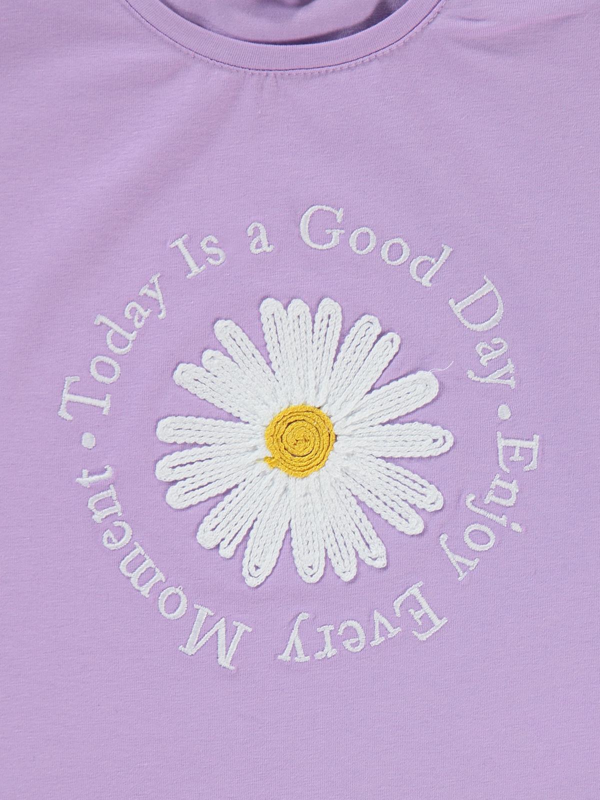 Civil Girls Papatya Nakışlı 2-5 Yaş Takım - Lila