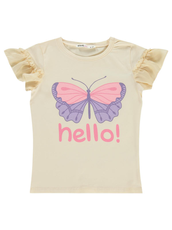 Civil Girls Hello Baskılı 2-5 Yaş Tişört - Fil Dişi