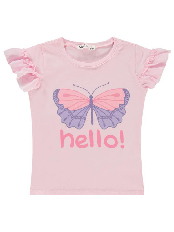 Civil Girls Hello Baskılı 2-5 Yaş Tişört - Pembe