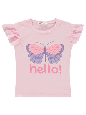 Civil Girls Hello Baskılı 2-5 Yaş Tişört - Pembe