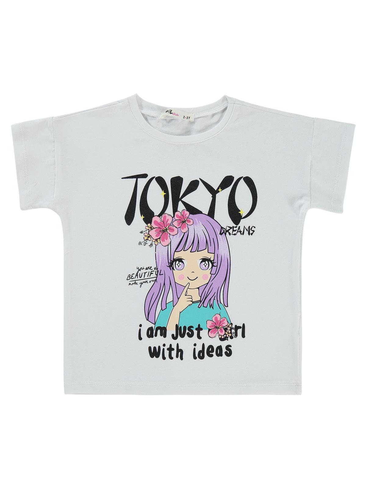 Civil Girls Tokyo Baskılı 2-5 Yaş Tişört - Beyaz