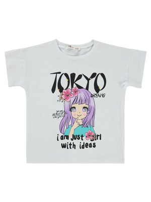 Civil Girls Tokyo Baskılı 2-5 Yaş Tişört - Beyaz