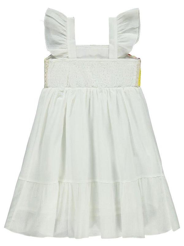 Civil Girls Roba Desenli 6-9 Yaş Elbise - Ekru