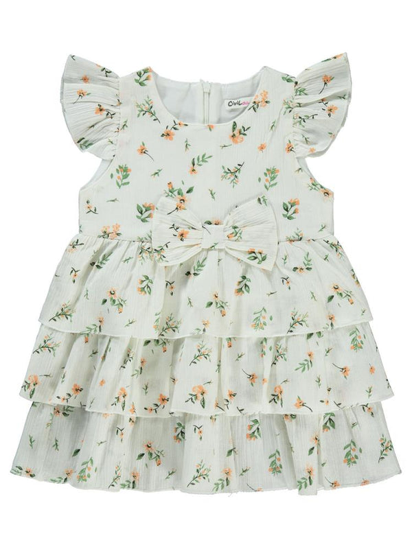 Civil Girls Katkat Etekli 2-5 Yaş Elbise - Beyaz
