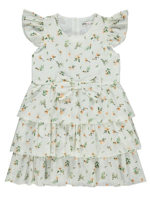 Civil Girls Katkat Etekli 6-9 Yaş Elbise - Beyaz