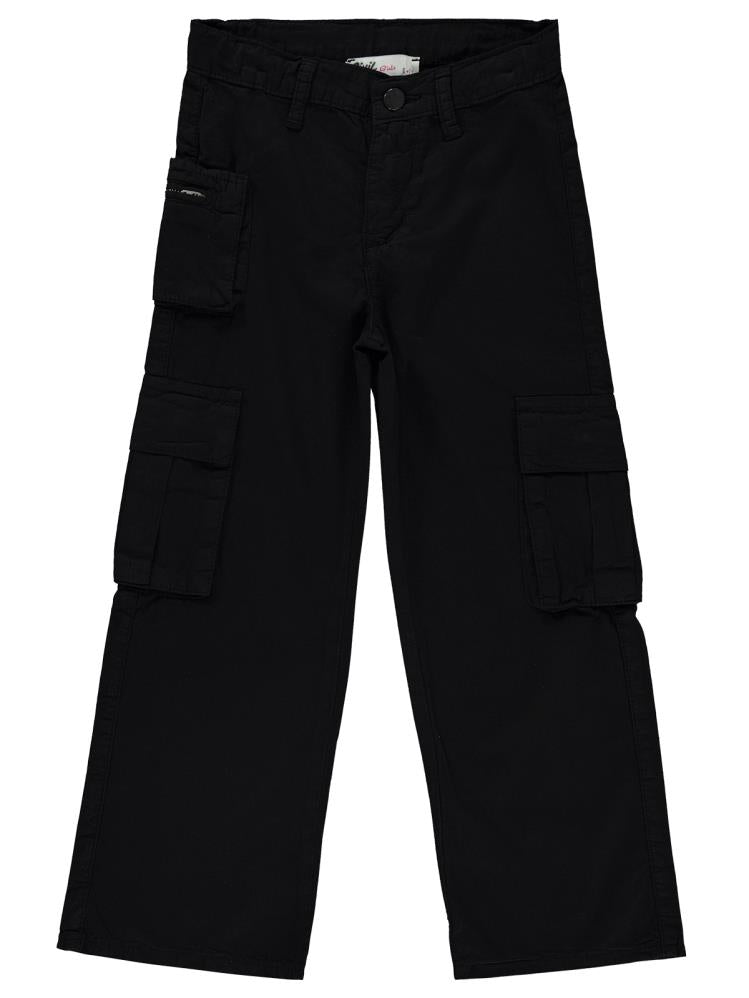 Civil Girls Üç Cepli Kargo 10-13 Yaş Pantolon - Siyah