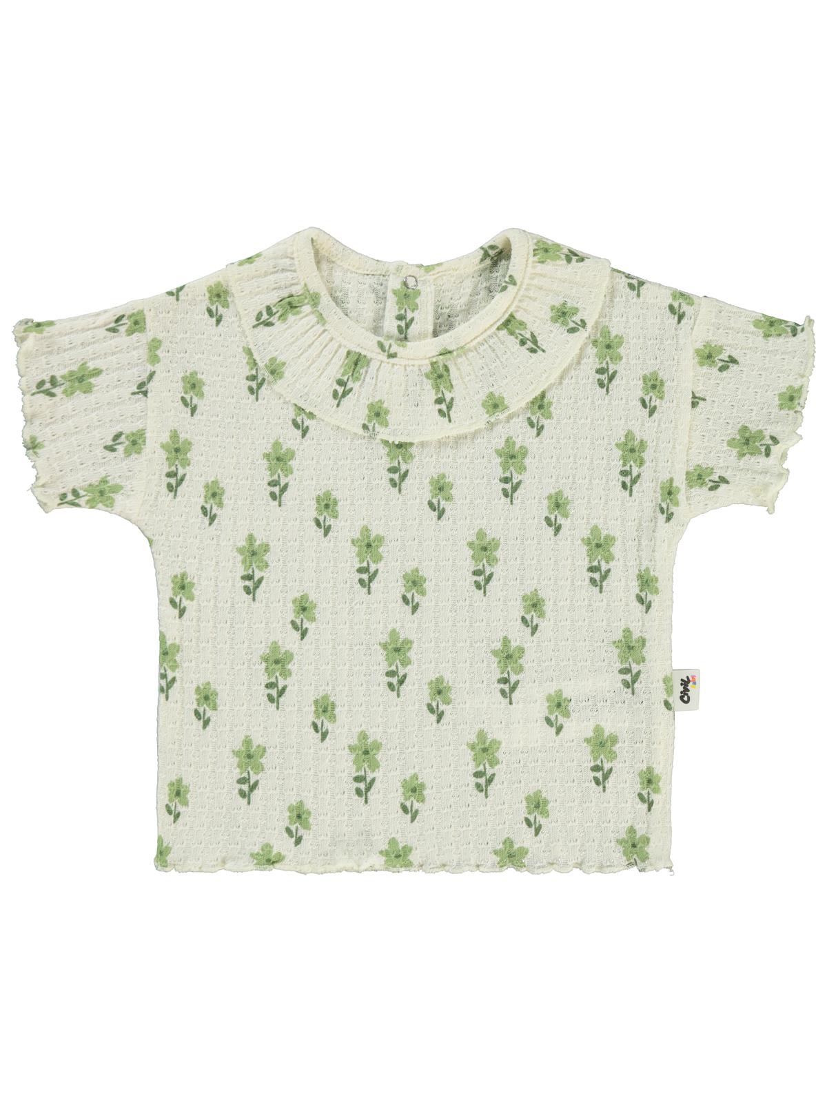 Civil Baby Çiçek Empirme 6-18 Ay Tişört - Bej