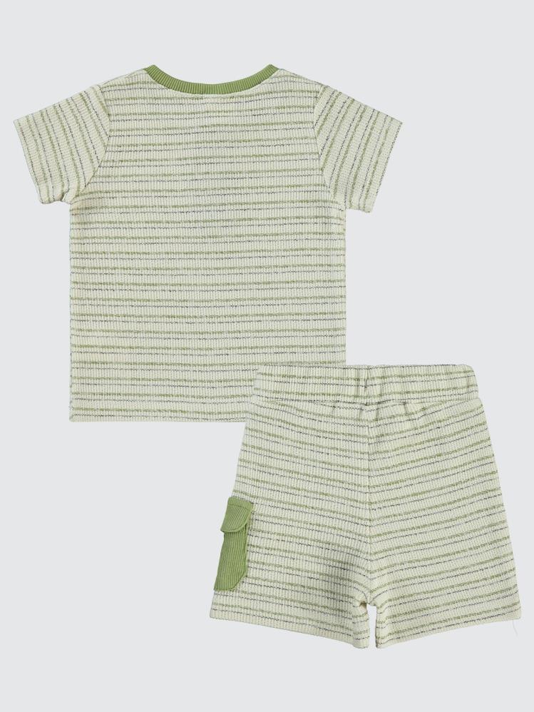 Civil Baby Çizgili 6-18 Ay Takım - Bej