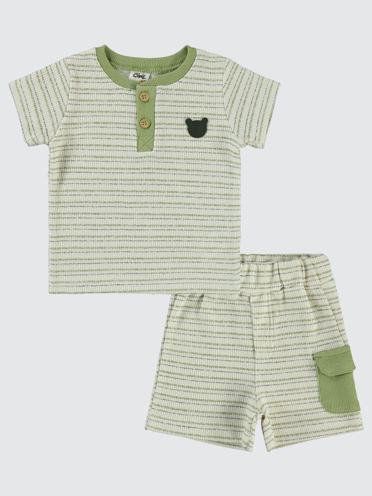 Civil Baby Çizgili 6-18 Ay Takım - Bej