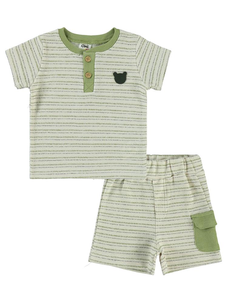 Civil Baby Çizgili 6-18 Ay Takım - Bej