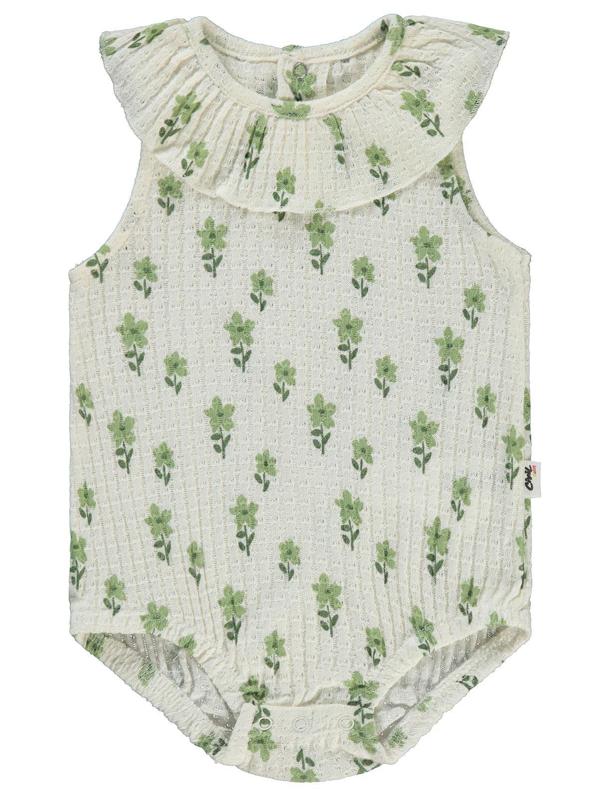 Civil Baby Çiçek Empirme 6-18 Ay Tulum - Bej