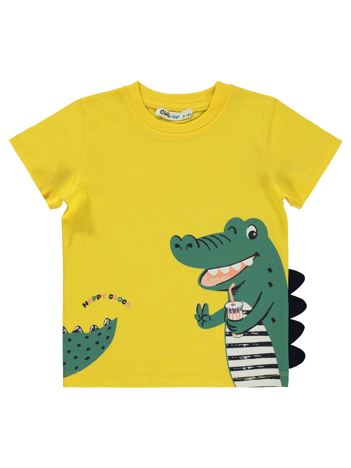 Civil Boys Timsah Baskılı 2-5 Yaş Tişört - Sarı