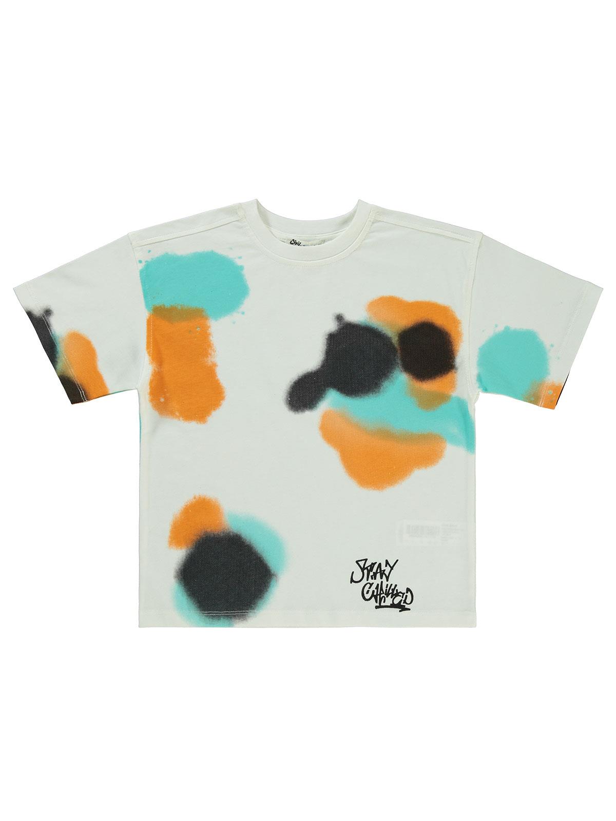 Civil Boys Püskürtme Boya Baskılı 6-9 Yaş Tişört - Beyaz