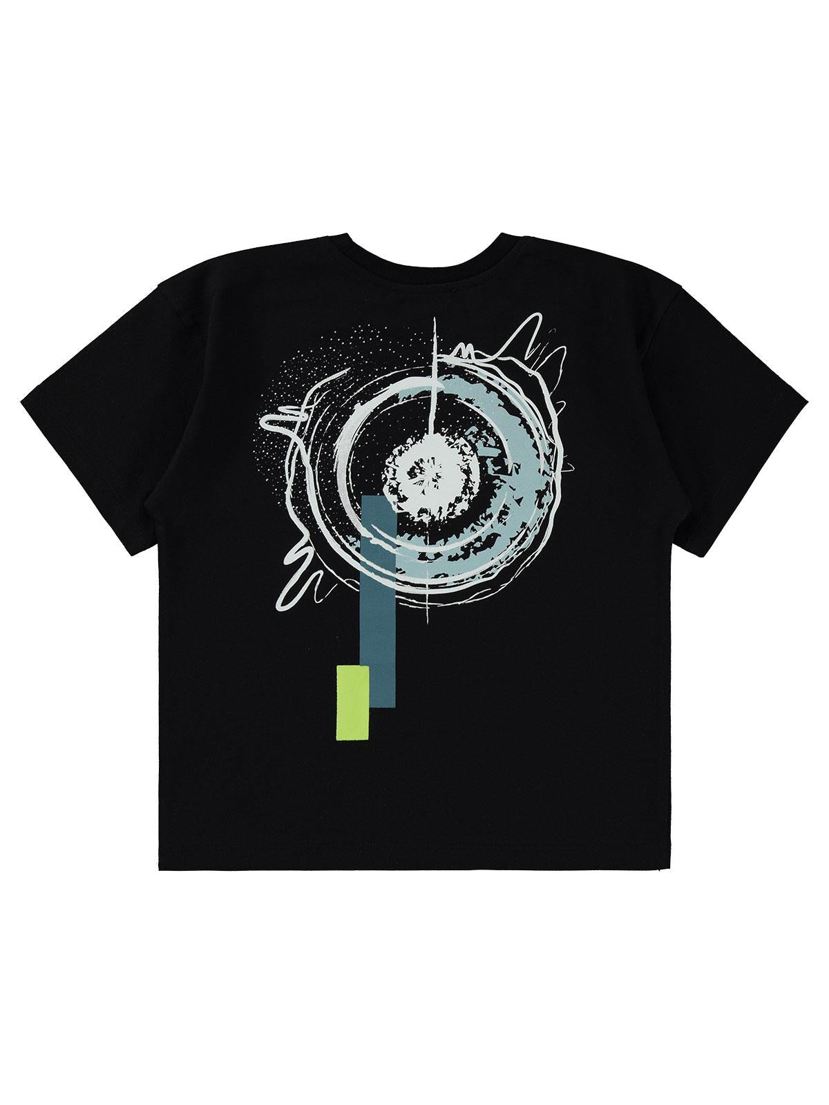 Civil Boys Sıçratma Baskılı 10-13 Yaş Tişört - Siyah