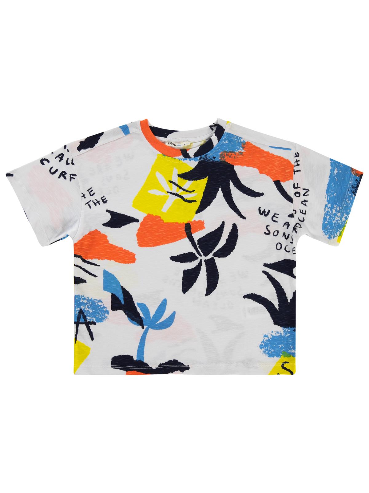 Civil Boys Sea Baskılı 10-13 Yaş Tişört - Beyaz