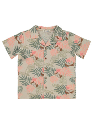 Civil Boys Yaprak Baskılı 6-9 Yaş Gömlek - Bej