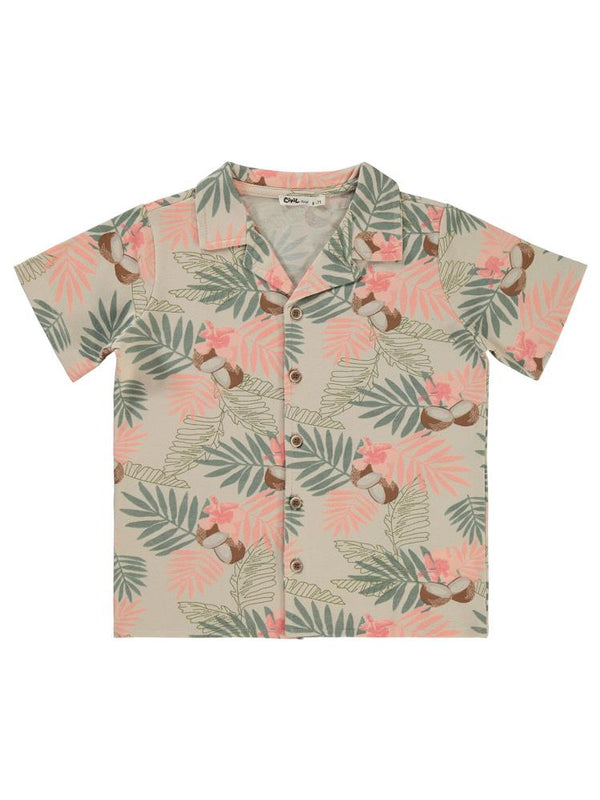 Civil Boys Yaprak Baskılı 10-13 Yaş Gömlek - Bej
