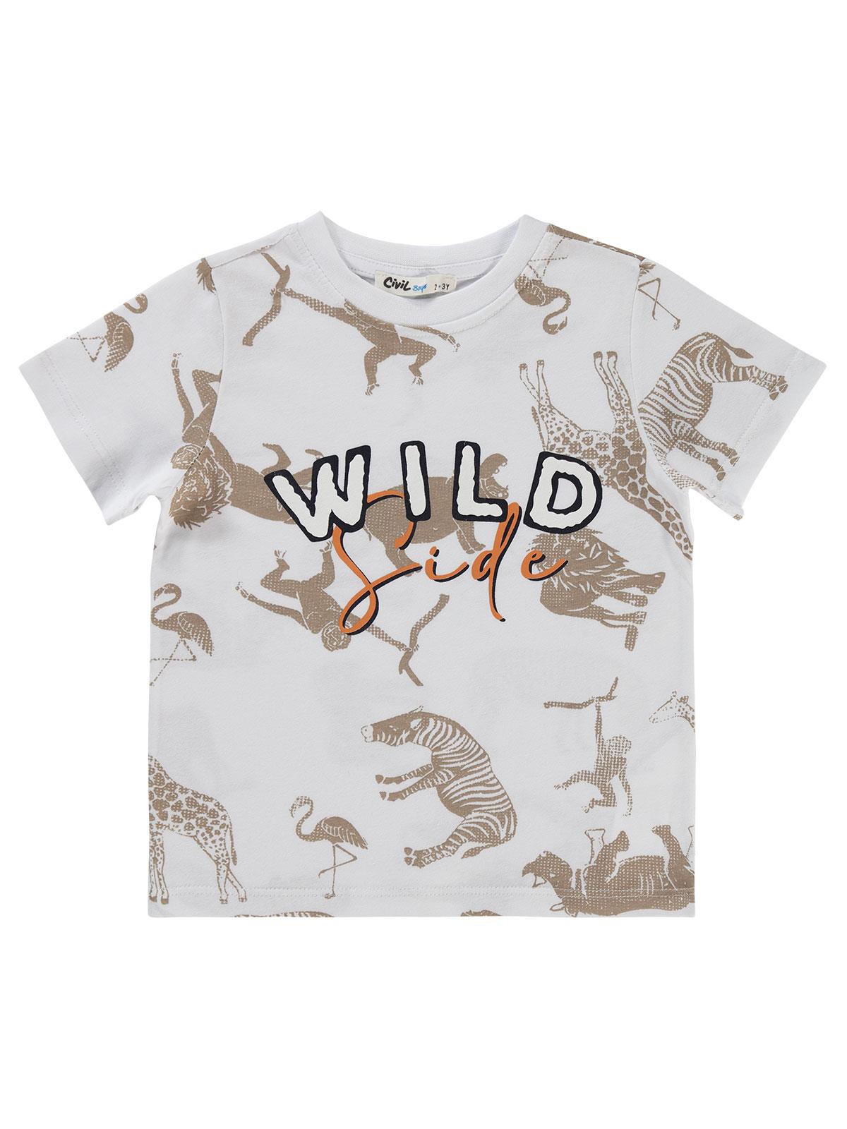 Civil Boys Wıld Baskılı 2-5 Yaş Tişört - Ekru
