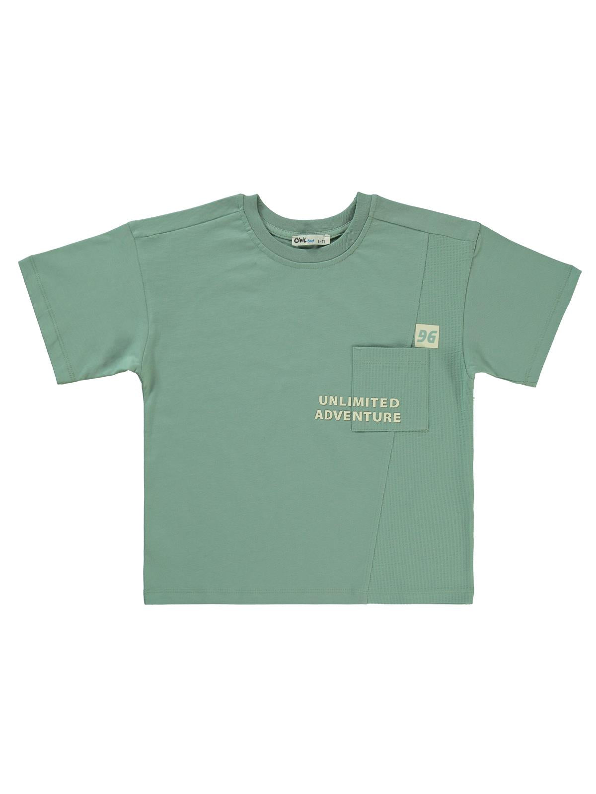 Civil Boys Adventure Baskılı 10-13 Yaş Tişört - Haki