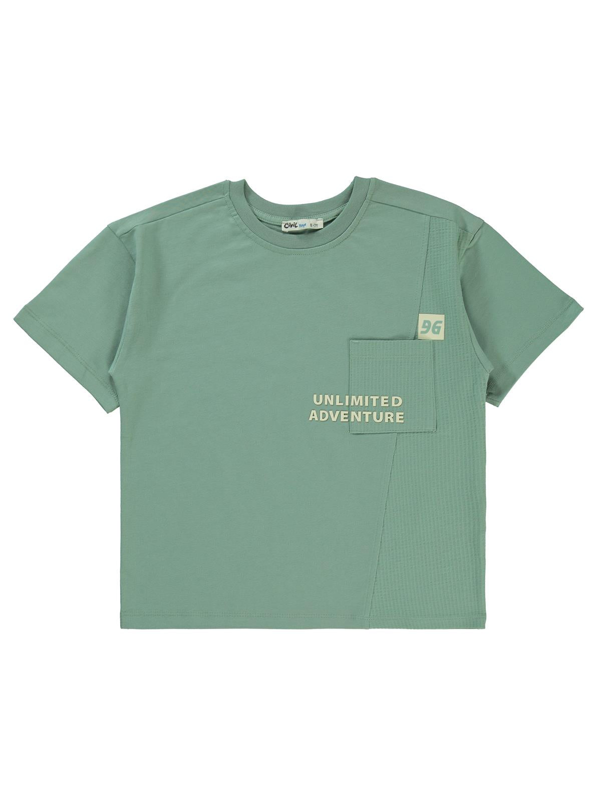 Civil Boys Adventure Baskılı 6-9 Yaş Tişört - Haki