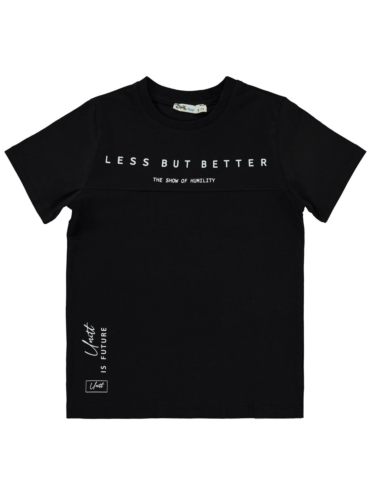 Civil Boys Less But Better Baskılı 6-9 Yaş Tişört - Siyah