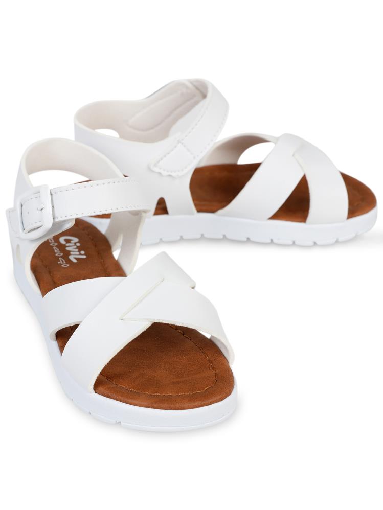 Civil Girls Çapraz Şeritli 27-31 Numara Sandalet - Beyaz