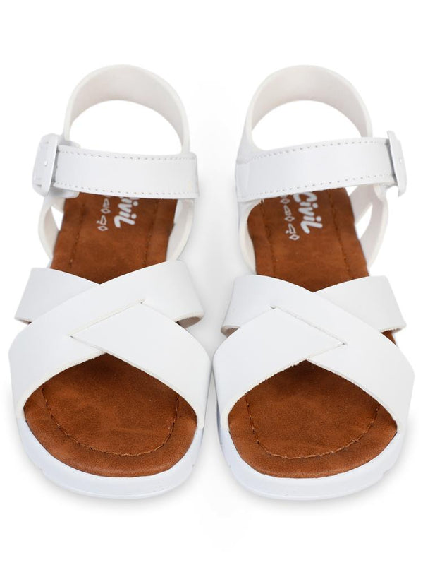 Civil Girls Çapraz Şeritli 27-31 Numara Sandalet - Beyaz