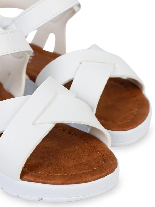 Civil Girls Çapraz Şeritli 27-31 Numara Sandalet - Beyaz