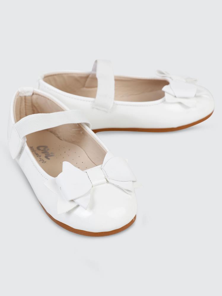 Civil Girls Fiyonklu 26-30 Numara Babet - Beyaz