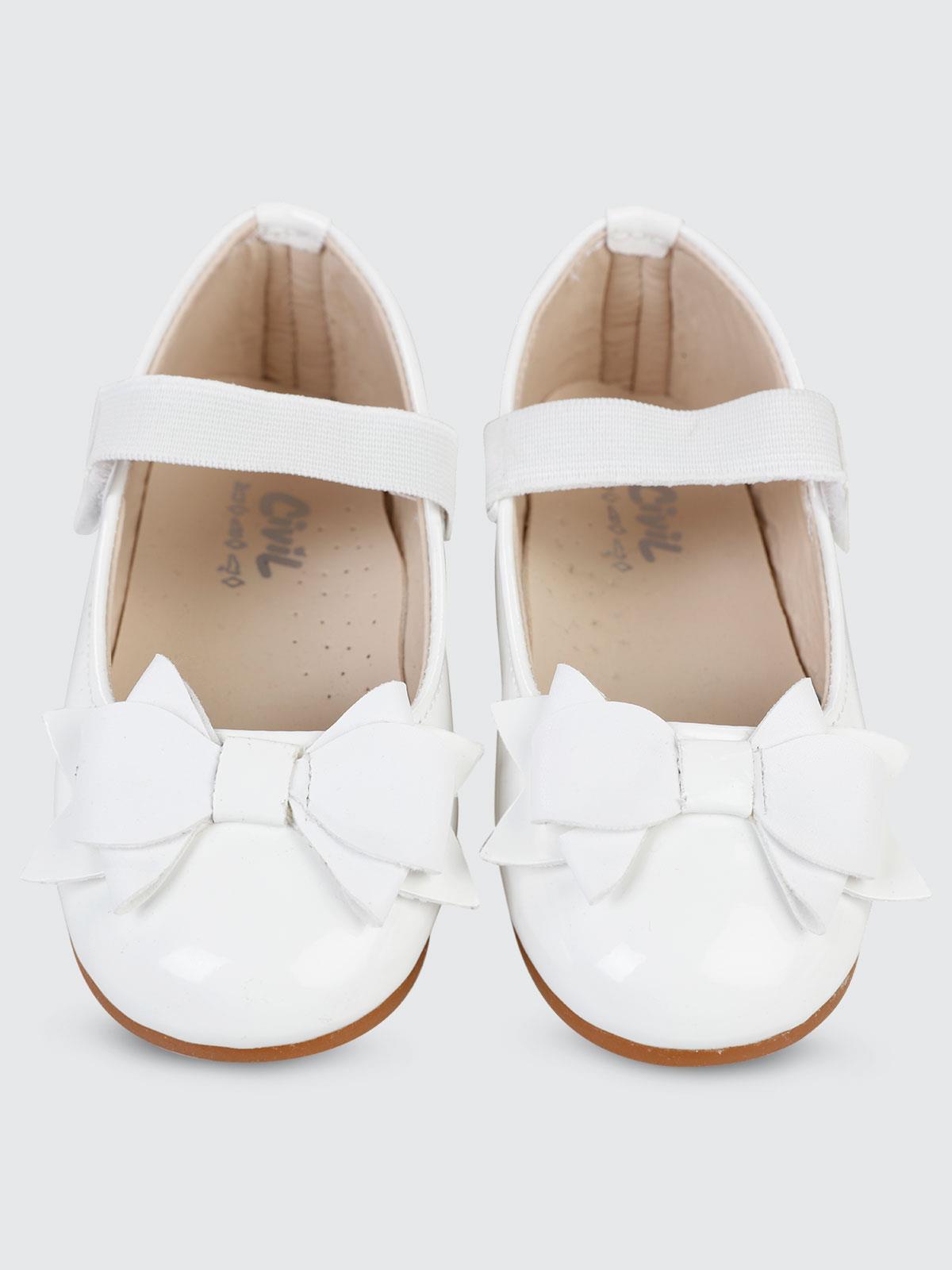 Civil Girls Fiyonklu 31-35 Numara Babet - Beyaz