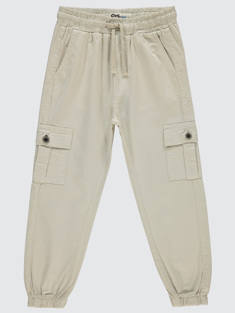 Civil Boys Bel Paça Lastikli Kargo Cepli 6-9 Yaş Pantolon - Bej