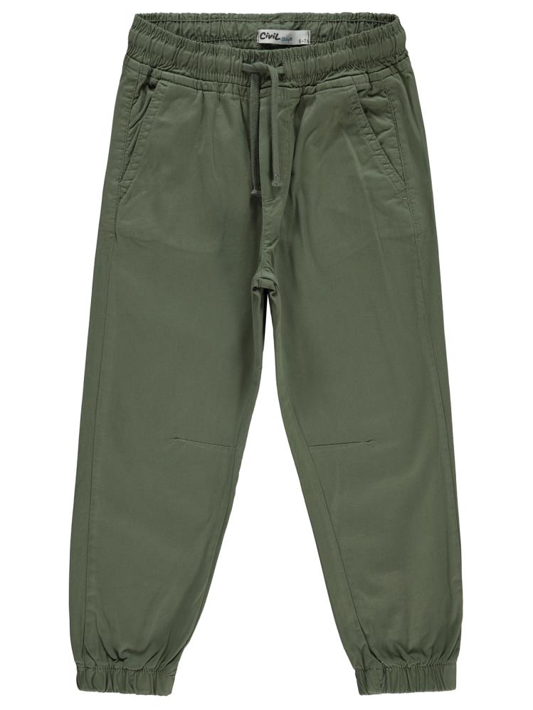 Civil Boys Bel Paça Lastikli Düz 6-9 Yaş Pantolon - Yeşil