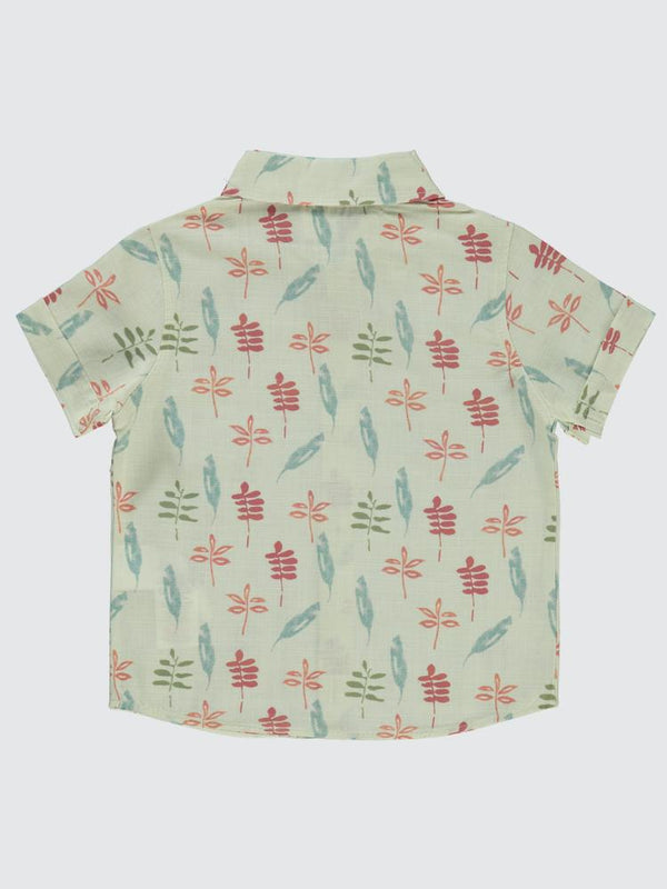 Civil Baby Renkli Yaprak Baskılı 6-18 Ay Gömlek - Ekru