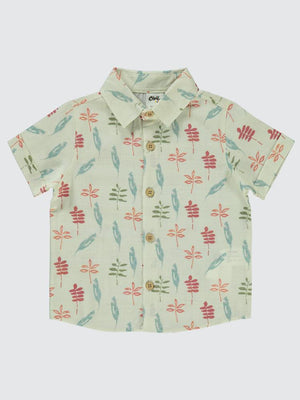 Civil Baby Renkli Yaprak Baskılı 6-18 Ay Gömlek - Ekru