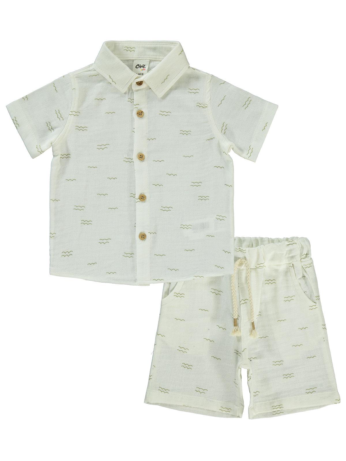 Civil Baby Dalga Desenli 6-18 Ay Takım - Ekru
