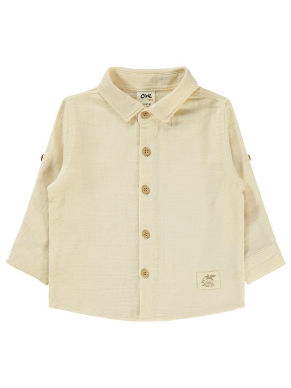 Civil Baby Uzun Kol Müslin 6-18 Ay Gömlek - Bej
