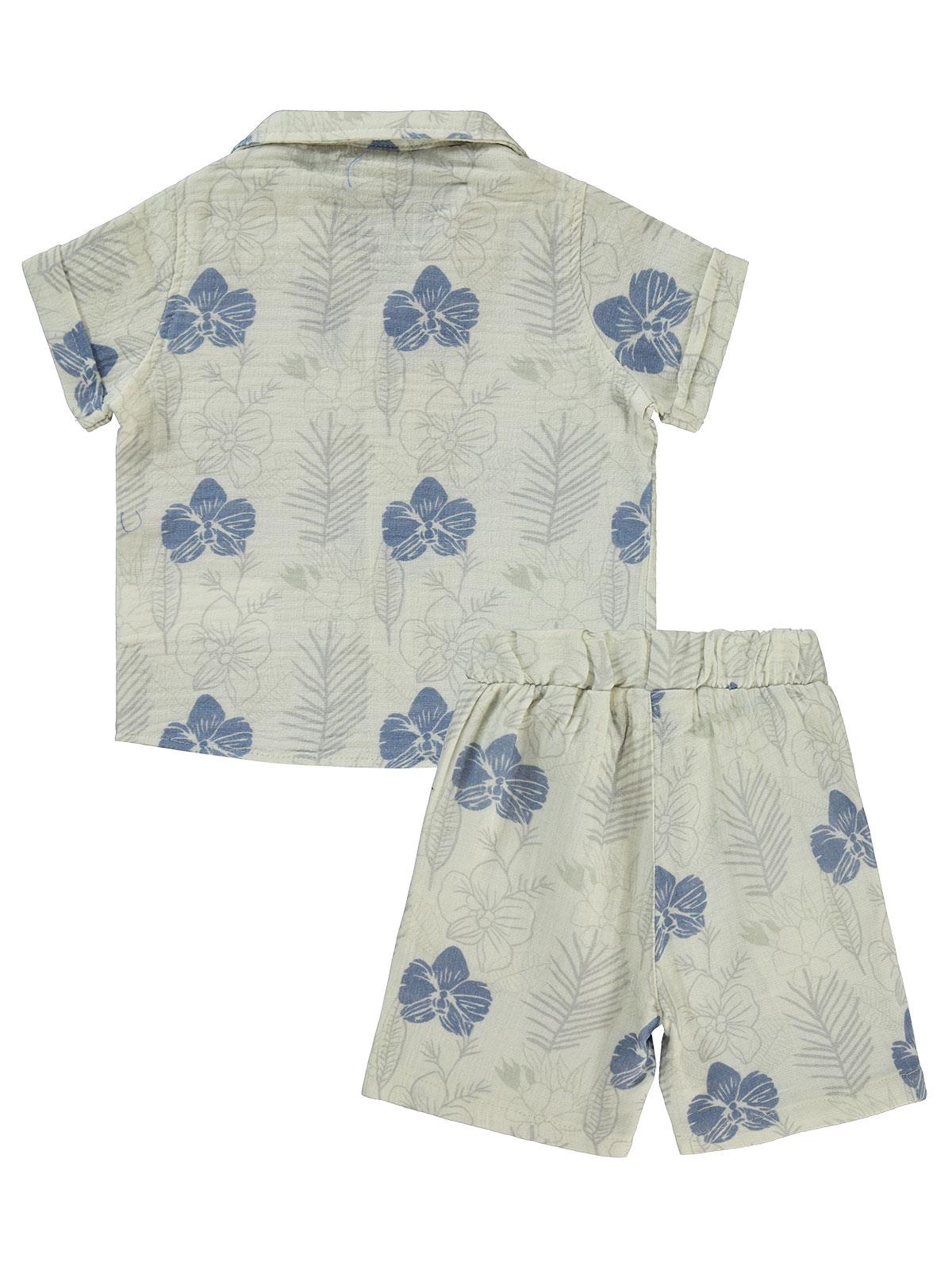 Civil Baby Çiçek Desenli 6-18 Ay Takım - Mavi