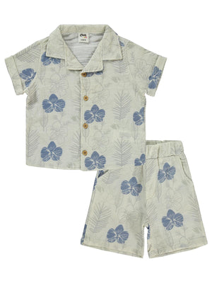 Civil Baby Çiçek Desenli 6-18 Ay Takım - Mavi