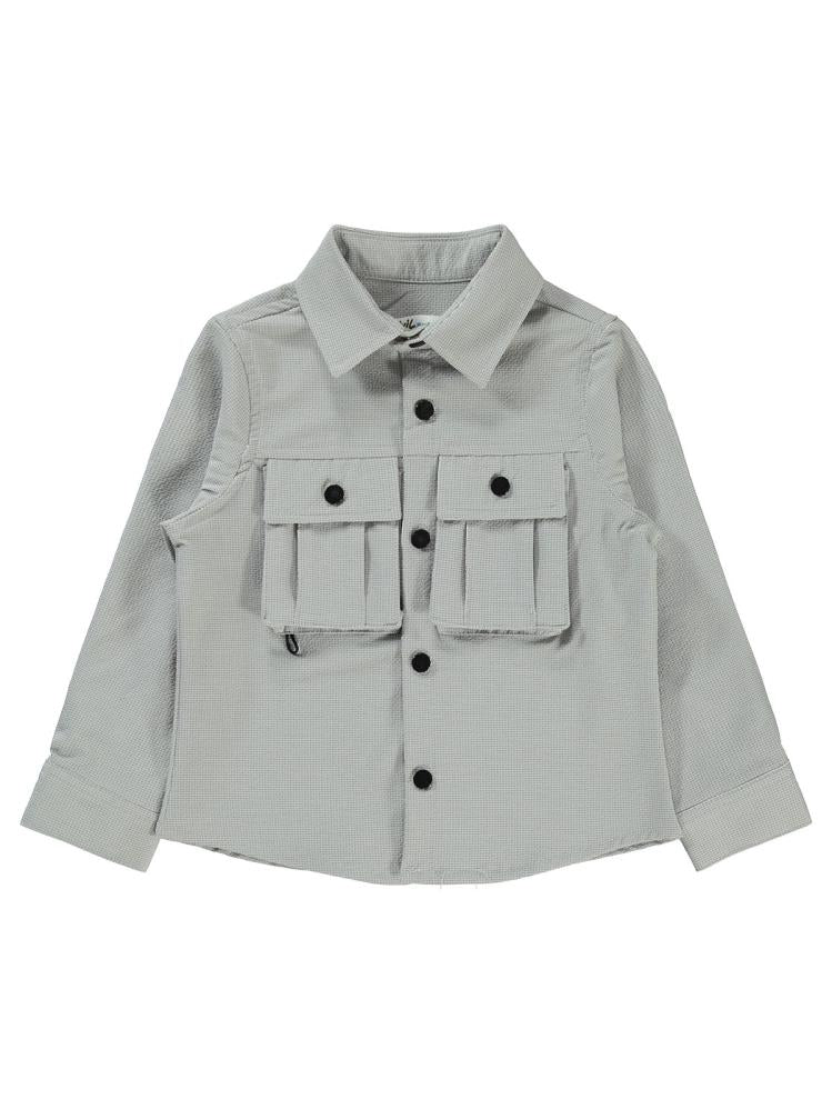 Civil Boys Ön Patlı Sahte Cepli 2-5 Yaş Gömlek - Gri