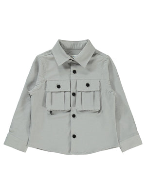 Civil Boys Ön Patlı Sahte Cepli 2-5 Yaş Gömlek - Gri