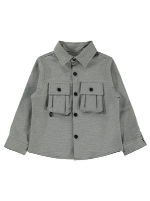 Civil Boys Ön Patlı Sahte Cepli 2-5 Yaş Gömlek - Siyah