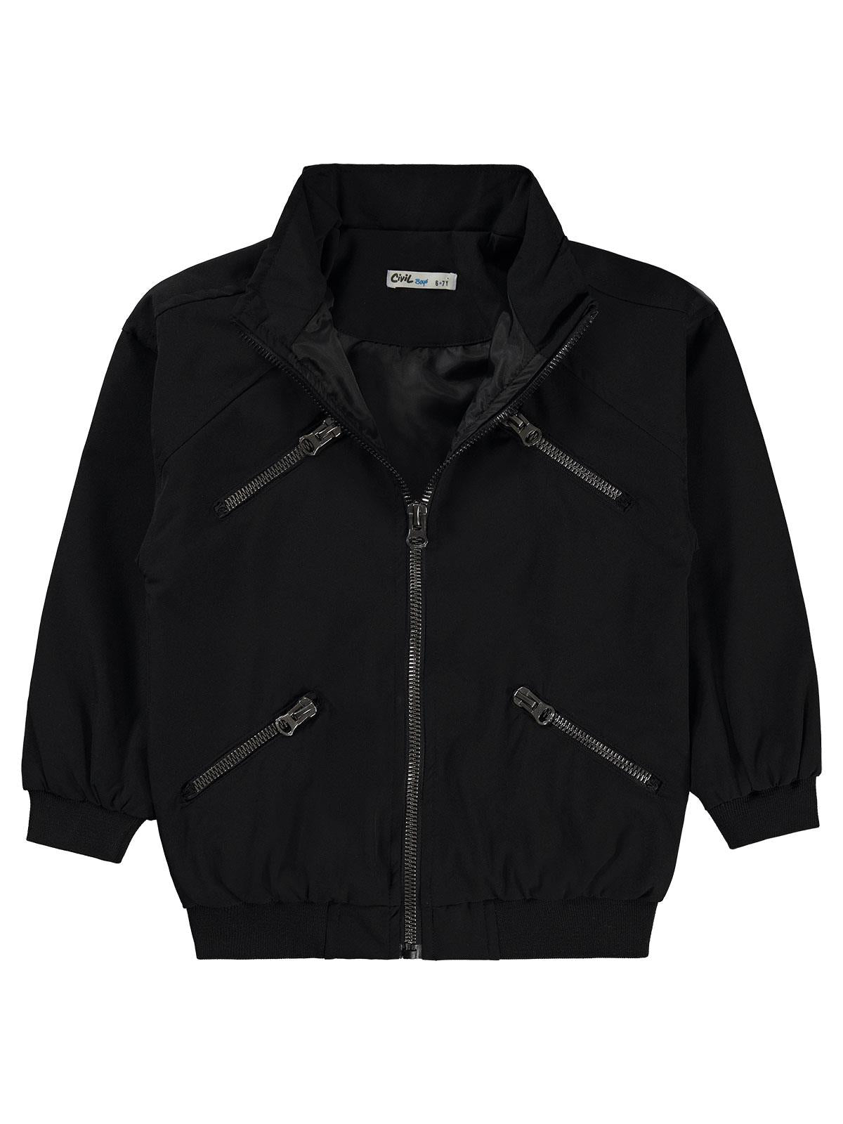 Civil Boys Fermuarlı Cepli 6-9 Yaş Ceket - Siyah