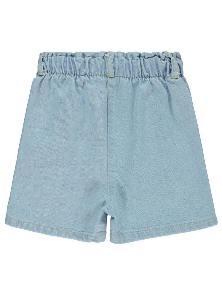 Civil Girls Renkli Çiçek Nakışlı 6-9 Yaş Şort - Mavi