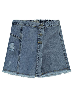 Civil Girls Kalpli Düğmeli 10-13 Yaş Etek - Mavi