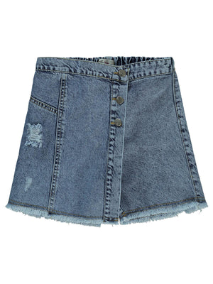 Civil Girls Kalpli Düğmeli 10-13 Yaş Etek - Mavi